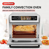 SEEDEEM Air Fryer Toaster Oven, 25L Countertop Convection Oven with Color LCD Display and Touch Screen, 14-in-1 Functions, Stainless Steel Smart Oven with Preset and Timer, Silver Metallic